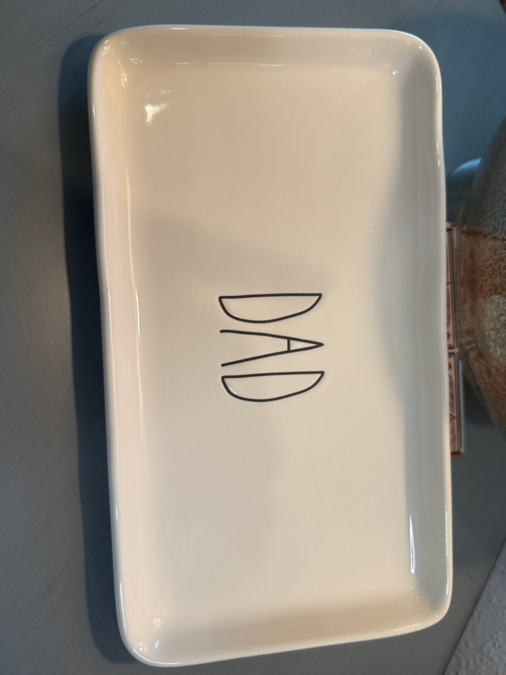 Rae Dunn DAD Ceramic Trinket Dish - off white